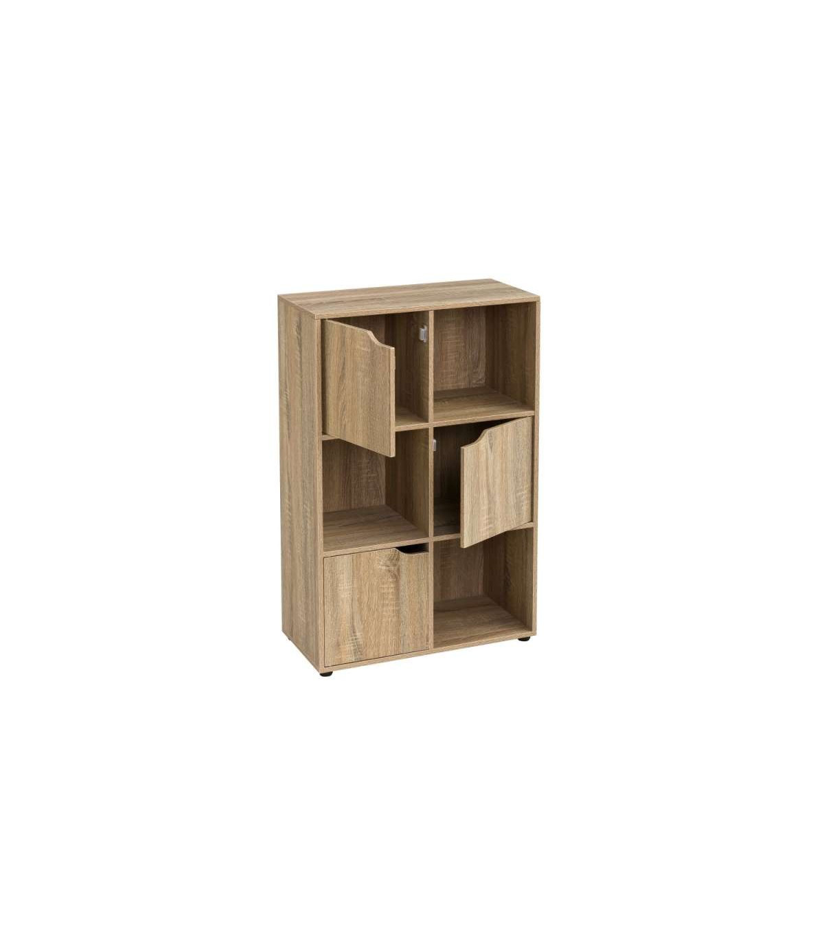 Wadiga Étagère Basse En Bois MDF 6 Casiers 3 Portes