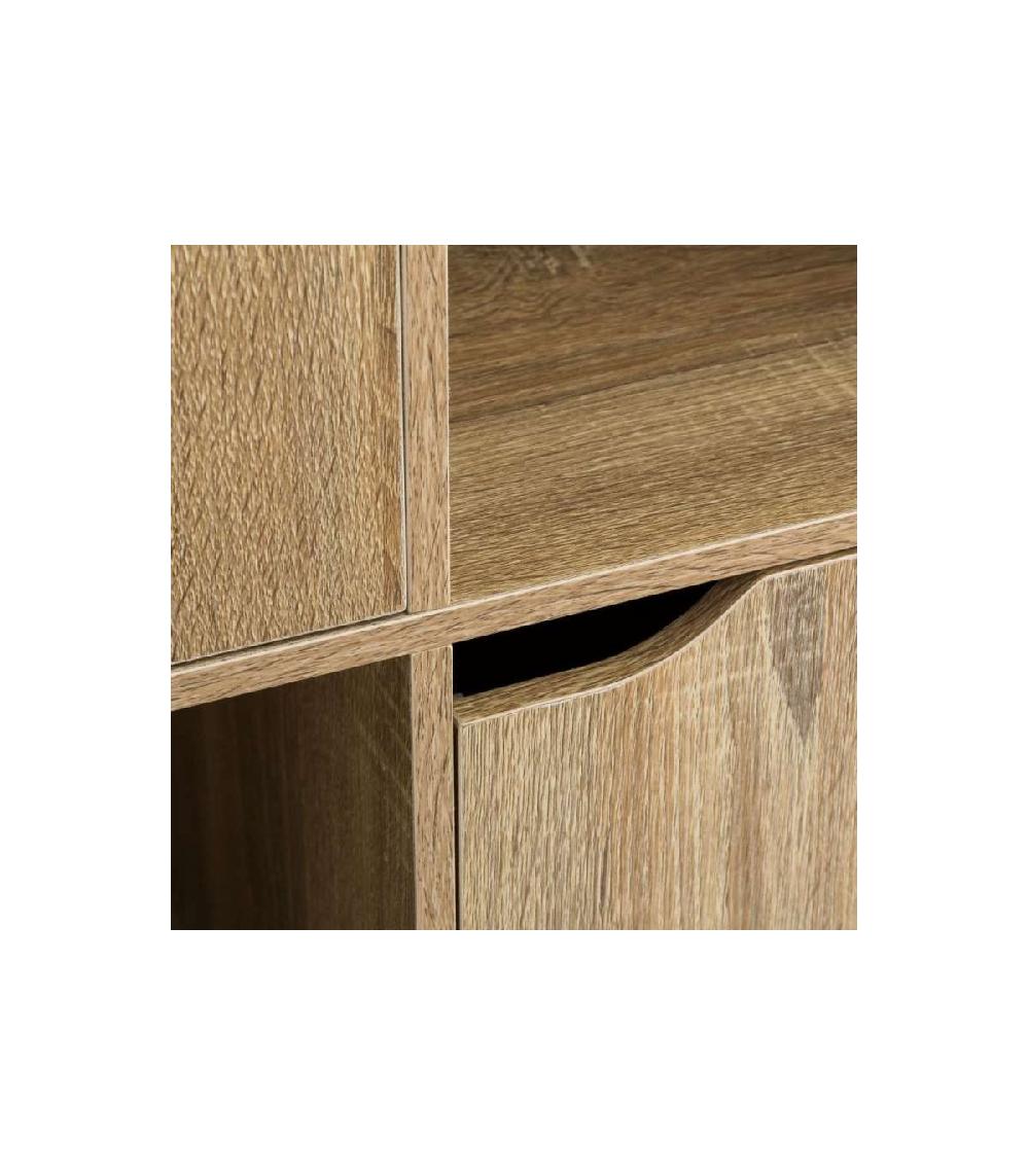 Wadiga Étagère Basse En Bois MDF 6 Casiers 3 Portes