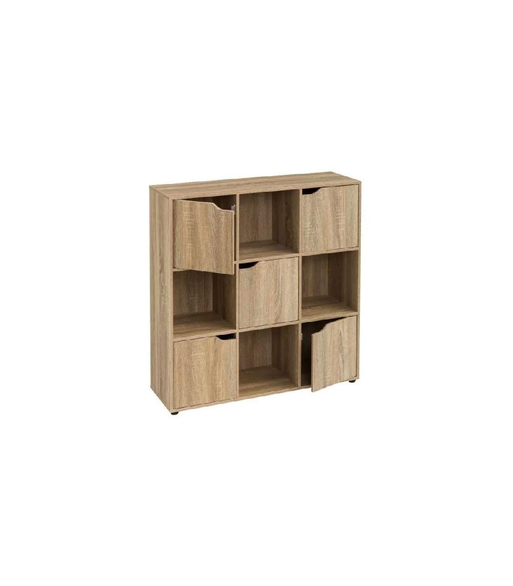 Wadiga Étagère Basse En Bois MDF 9 Casiers 5 Portes Façon Console