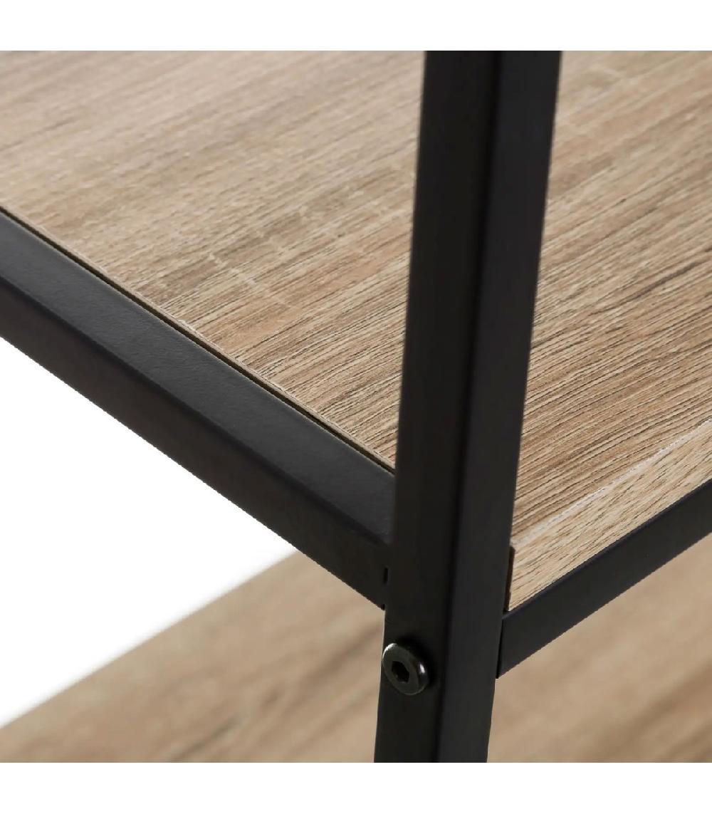 Wadiga Étagère Basse Métal Noir Et Bois - Hauteur 76cm
