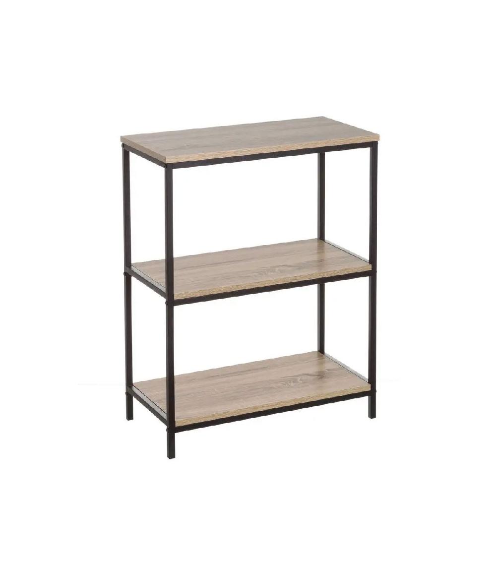 wadiga Étagère Basse Métal Noir et Bois - Hauteur 76cm