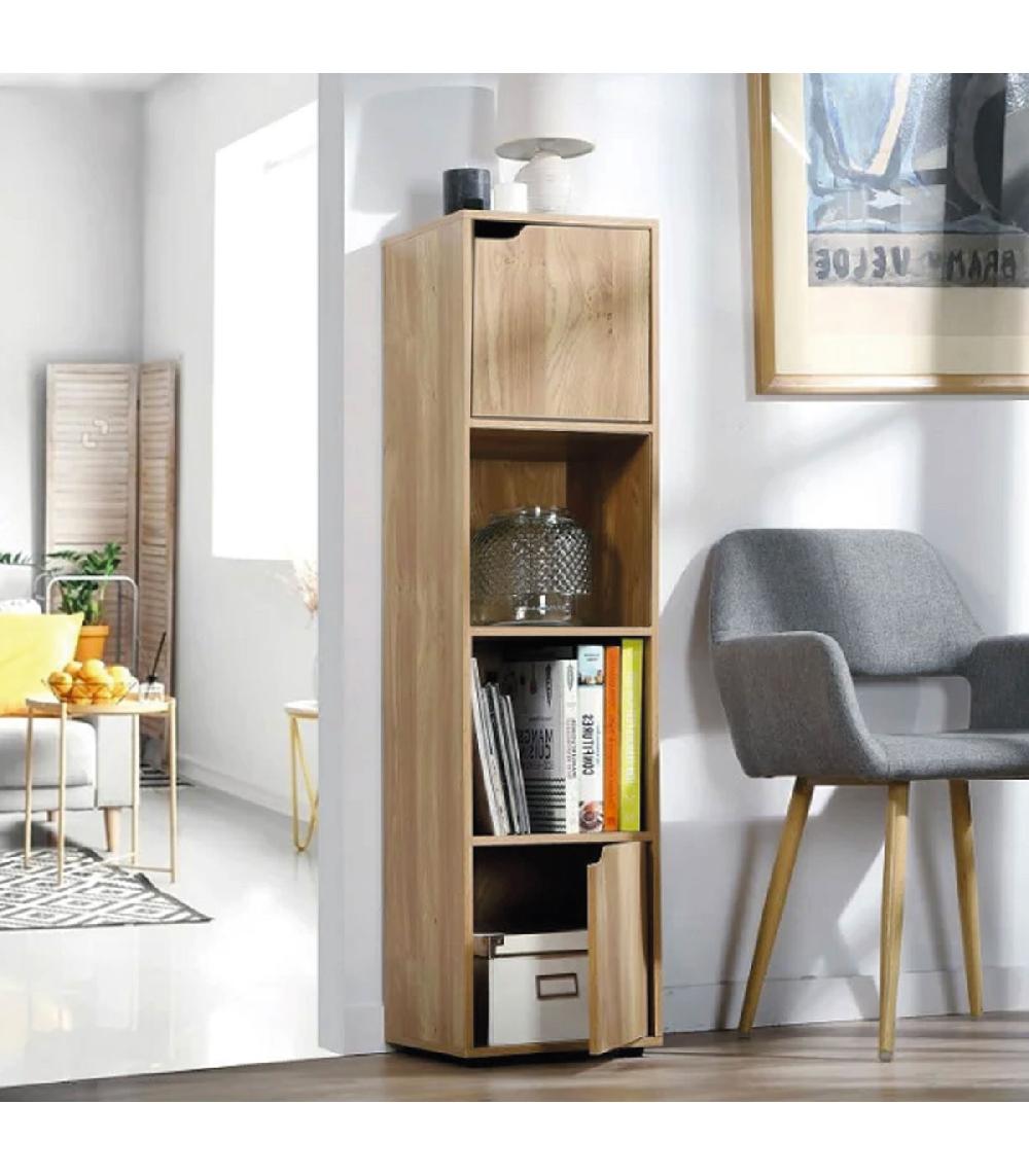 Wadiga Étagère Bibliothèque 2 Portes 2 étagères 30x29x120cm