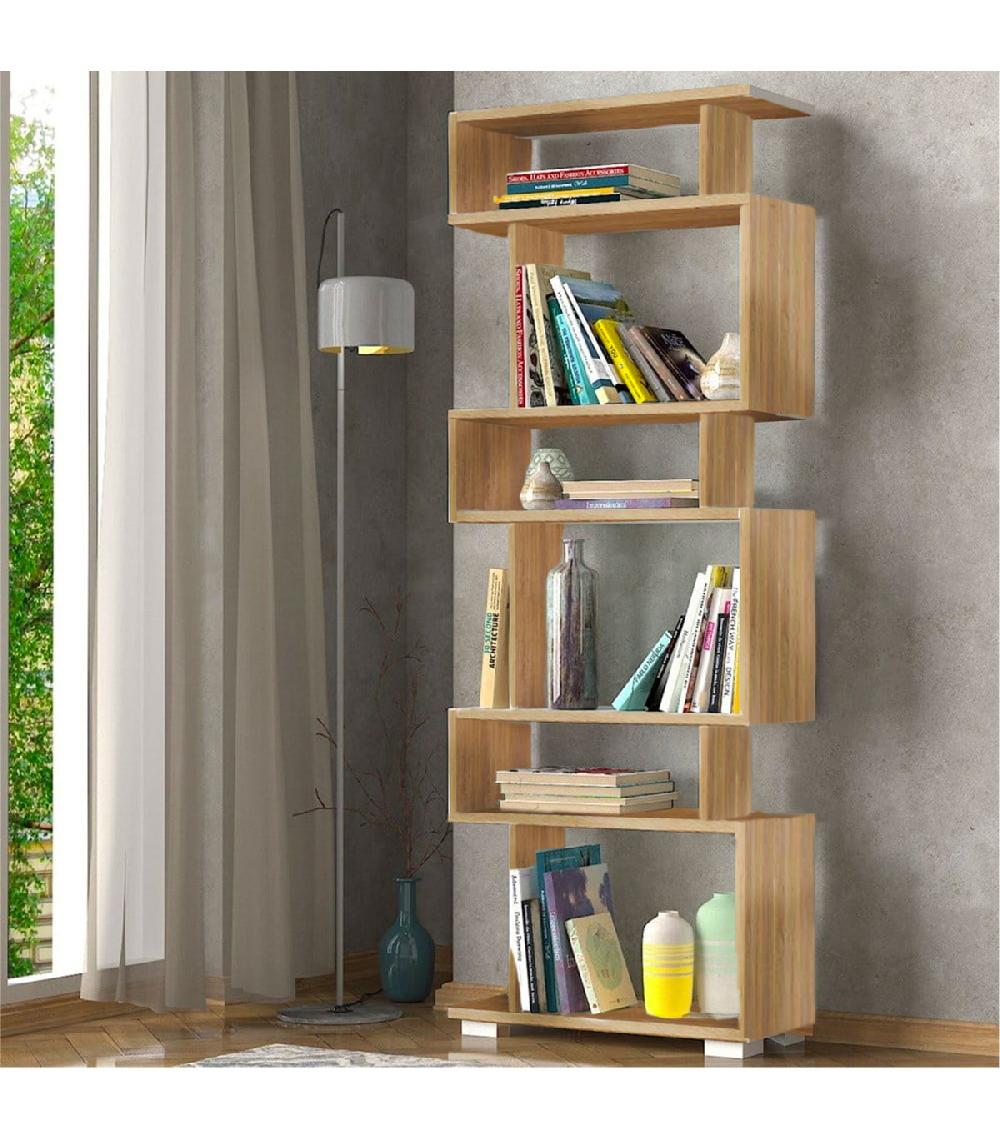 Wadiga Étagère Bibliothèque 6 Compartiments Bois 60x20x160cm