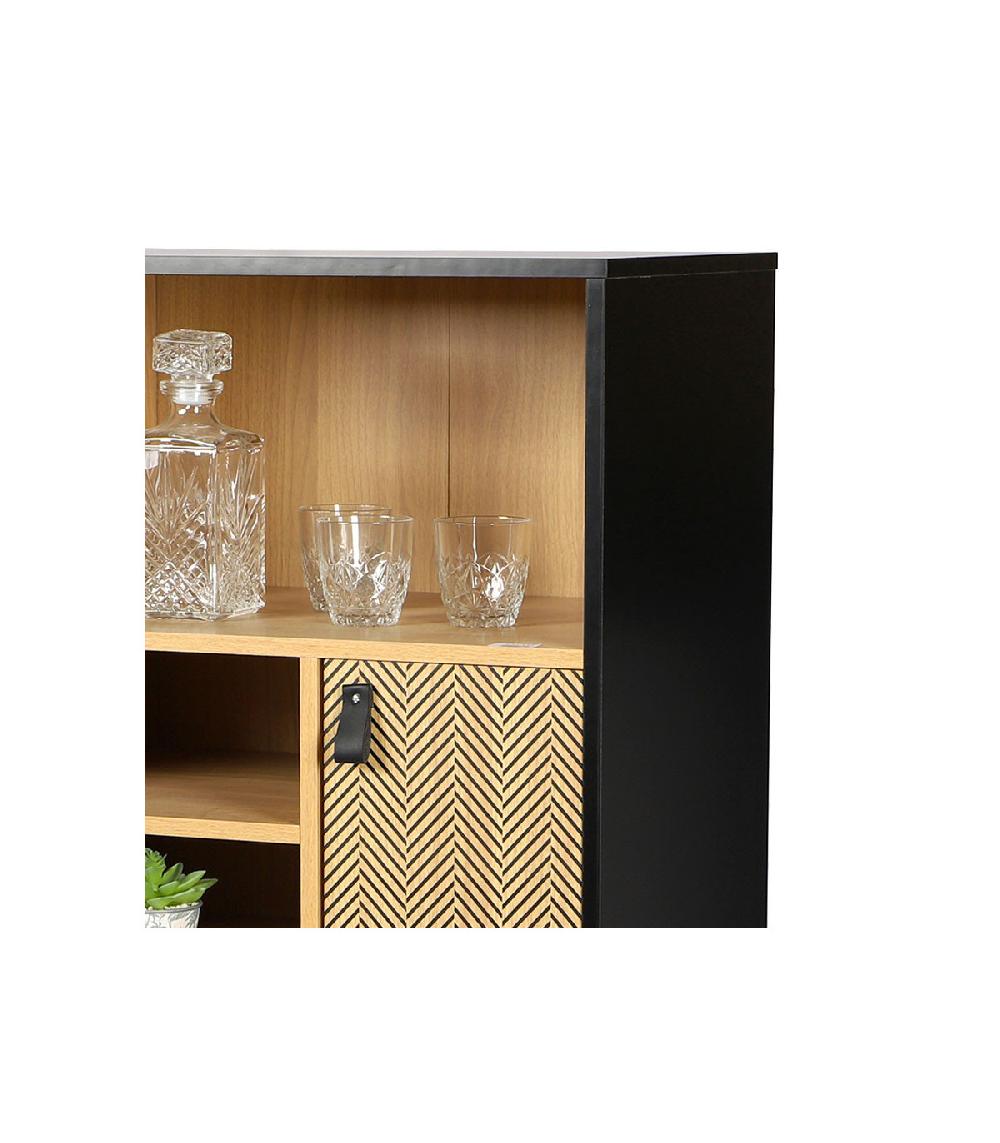 Wadiga Étagère Bibliothèque Avec Motifs Bois Et Noir Chelsea - 60x40x140cm