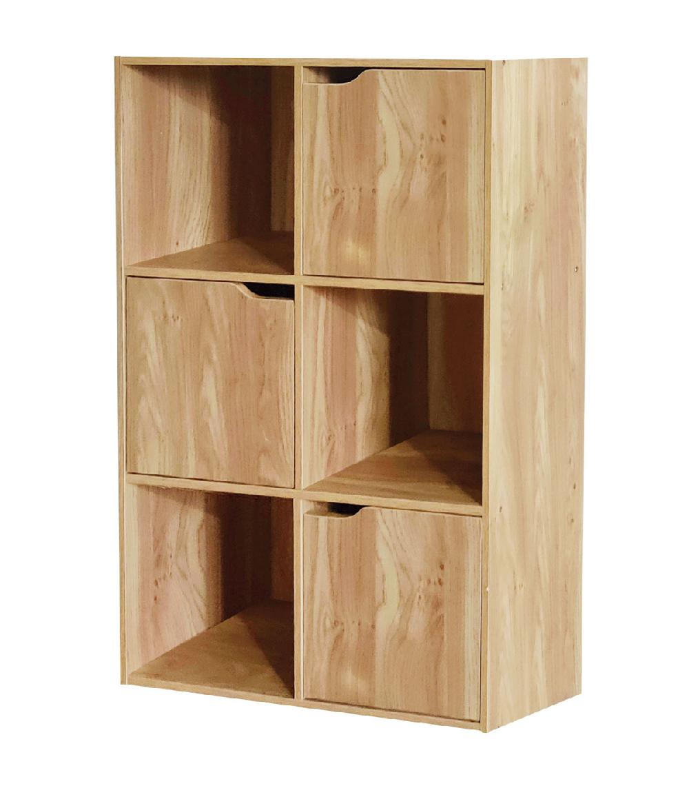 wadiga Étagère bibliothèque basse 3 portes 3 étagères 59x29x90cm