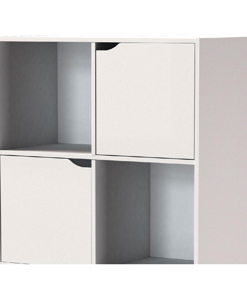 Wadiga Étagère Bibliothèque Blanche Basse 3 Portes 3 étagères 59x29x90cm