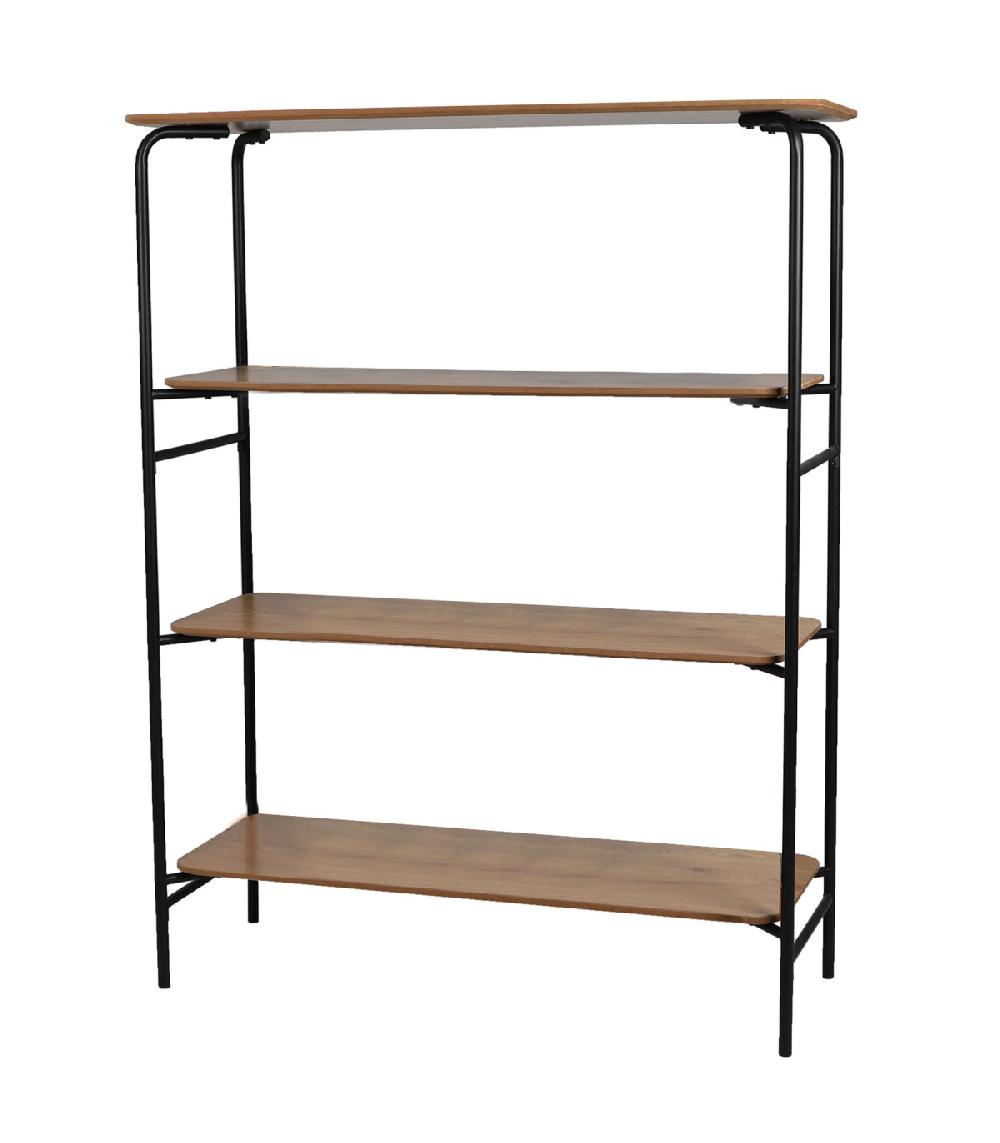 wadiga Étagère bibliothèque bois et métal noir - 105x37.5x140.5cm