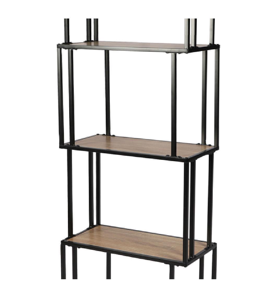 Wadiga Étagère Bibliothèque Bois Et Métal Noir Déstructurée 60x30x170cm