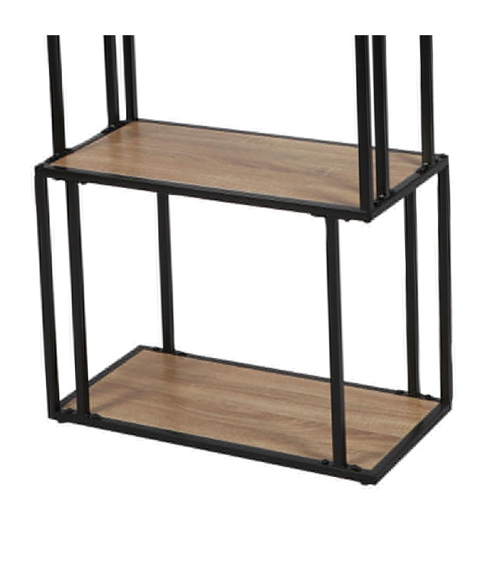 Wadiga Étagère Bibliothèque Bois Et Métal Noir Déstructurée 60x30x170cm