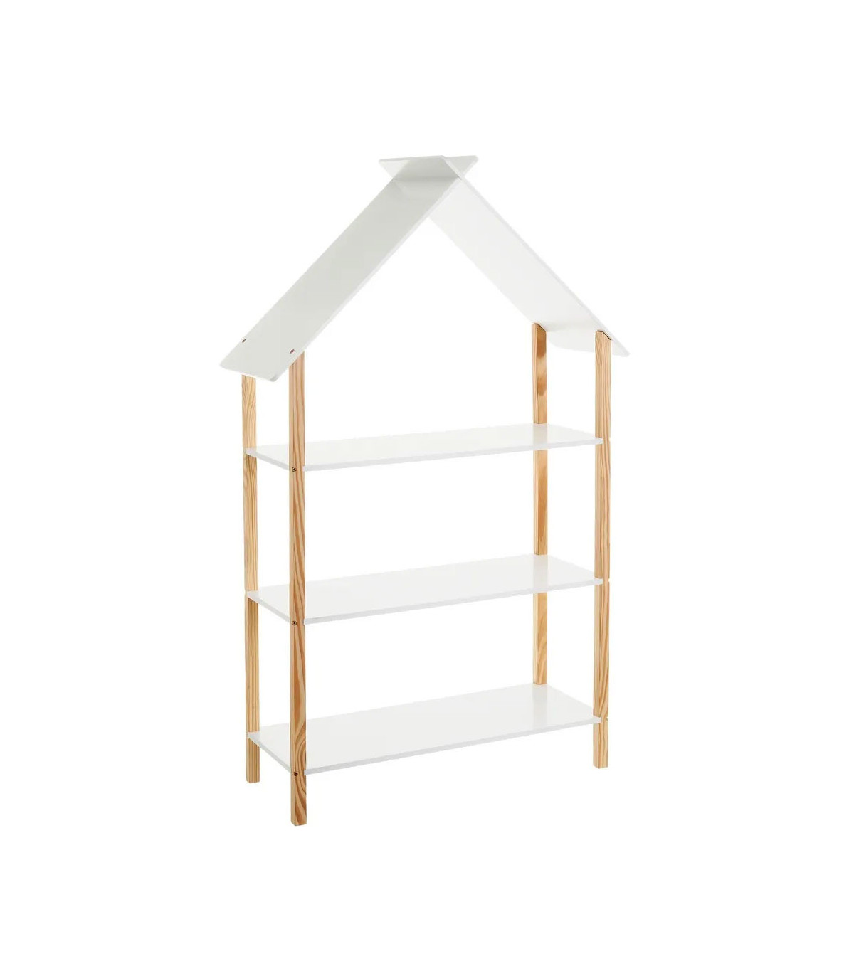 wadiga Étagère bibliothèque chambre enfant maison blanc et bois - 79x30x131cm