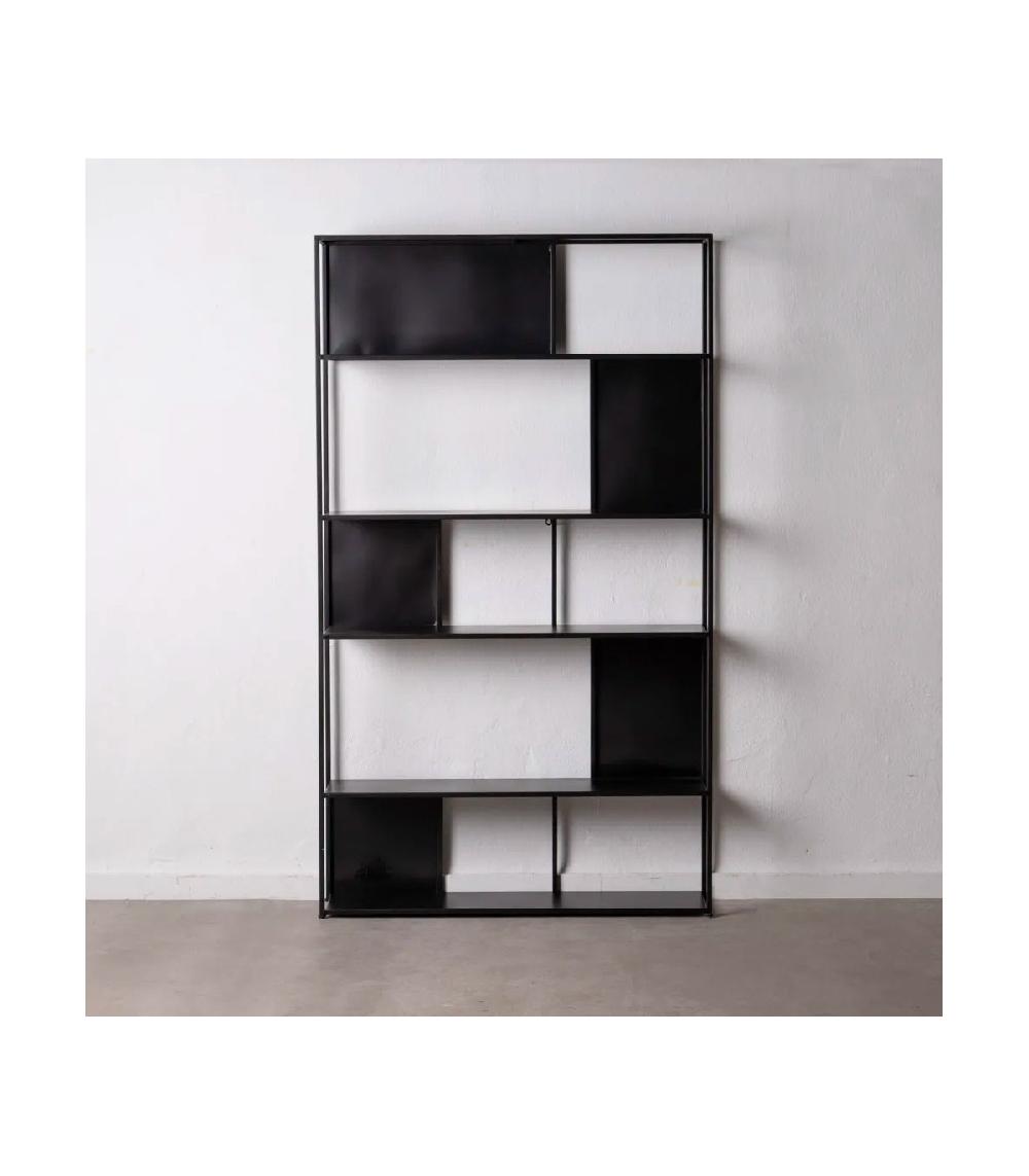 Wadiga Étagère Bibliothèque En Métal Noir Géométrique - L100cm