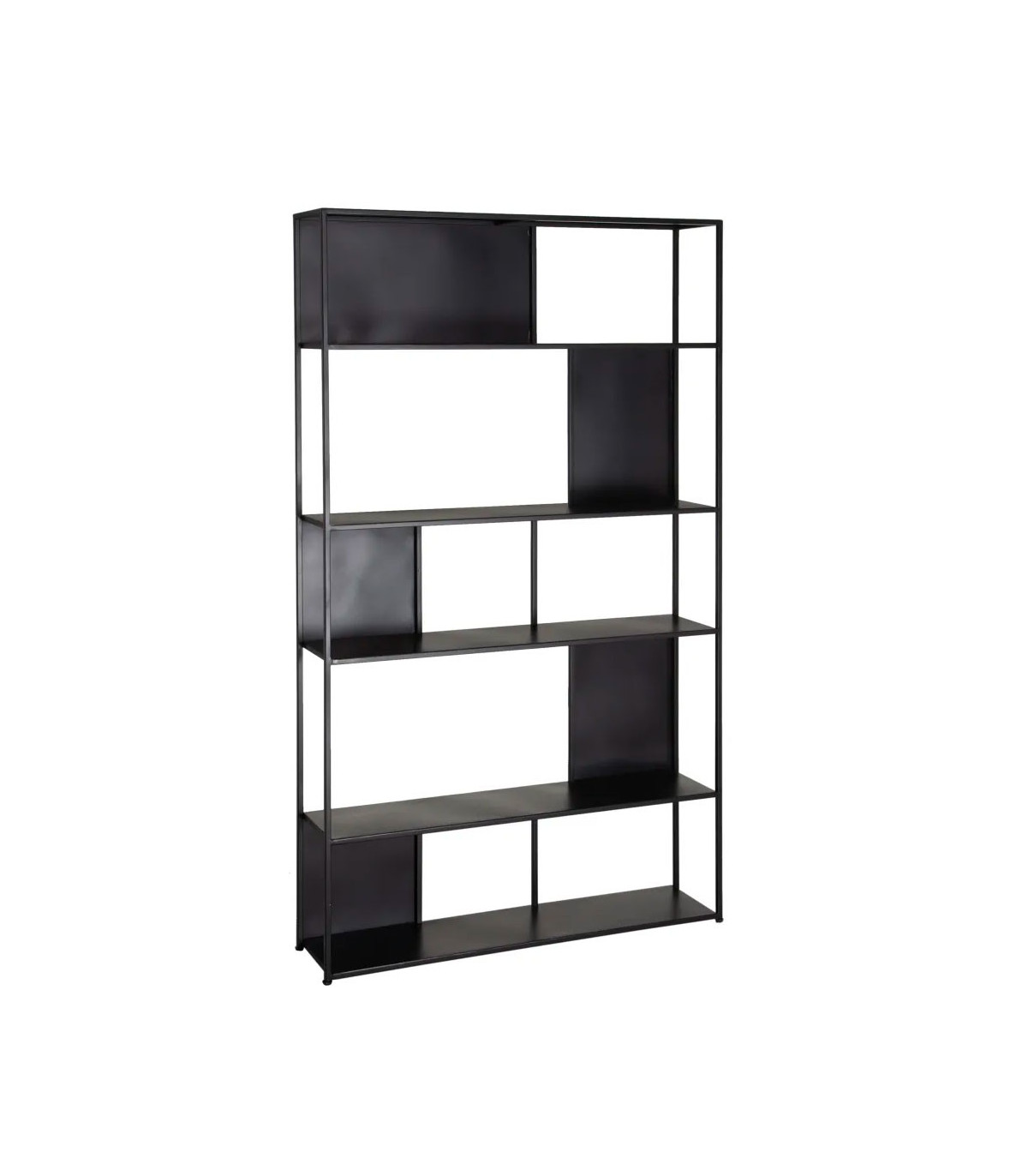 wadiga Étagère Bibliothèque en Métal Noir Géométrique - L100cm