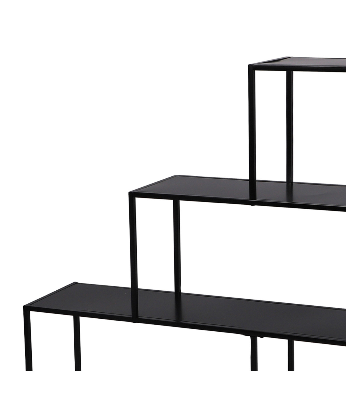 Wadiga Étagère Bibliothèque Escalier Métal Noir 4 Niveaux 160x30x157cm