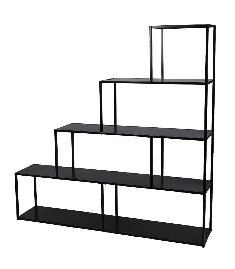 wadiga Étagère bibliothèque escalier métal noir 4 niveaux 160x30x157cm