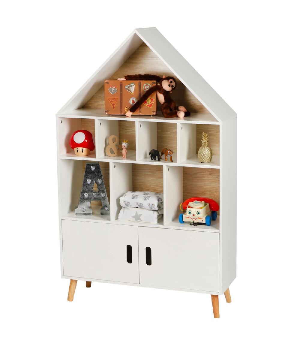 Wadiga Étagère Bibliothèque Maison Bois Et Blanc Chambre Enfant - 80x30x126cm