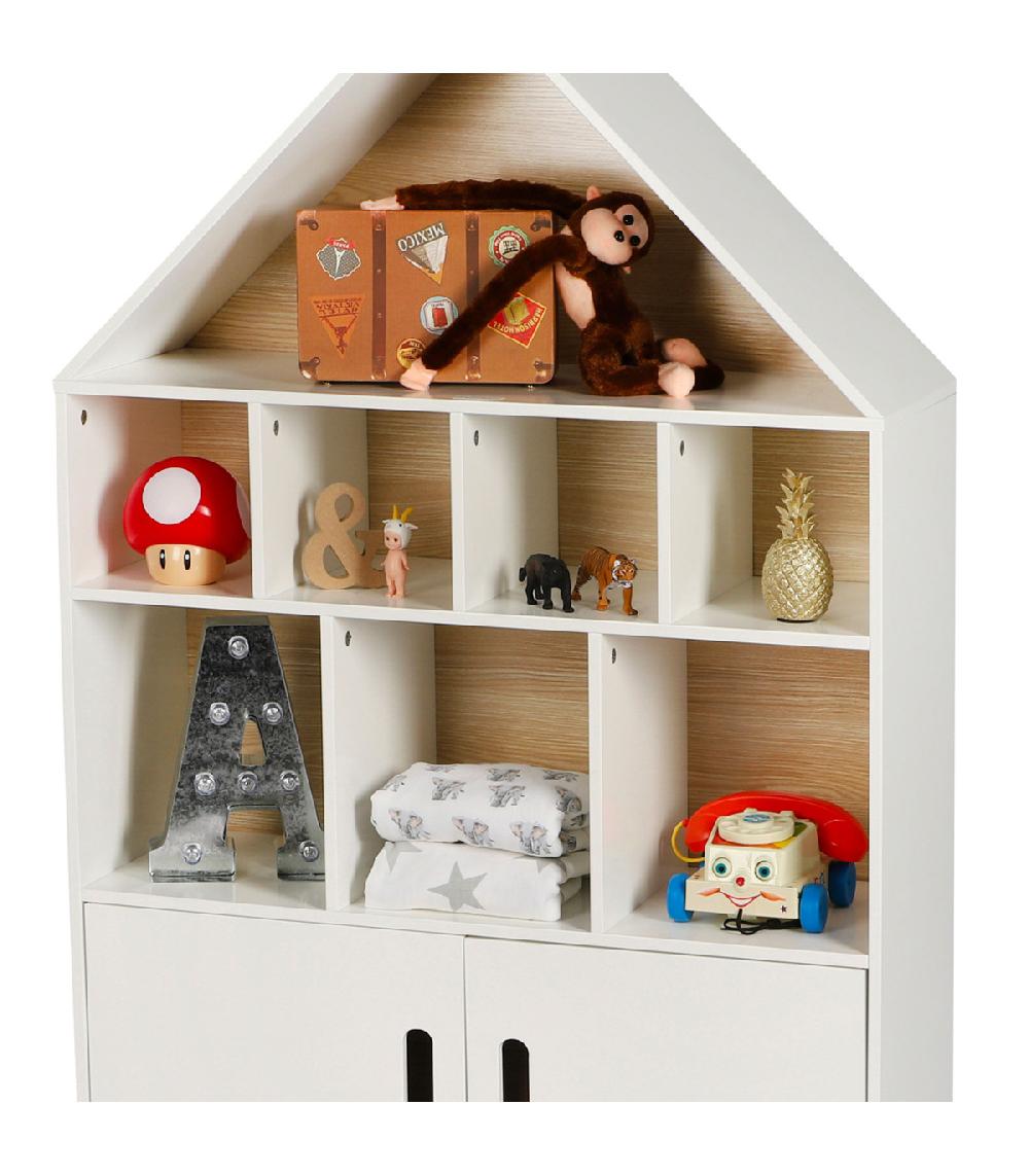 Wadiga Étagère Bibliothèque Maison Bois Et Blanc Chambre Enfant - 80x30x126cm