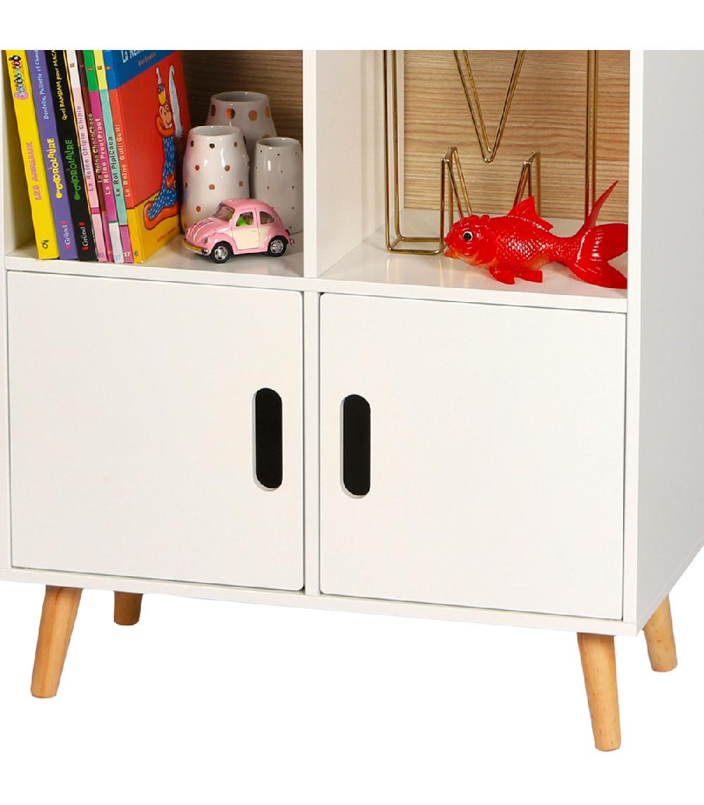 Wadiga Étagère Bibliothèque Maison Bois Et Blanc Chambre Enfant - 60x30x103cm