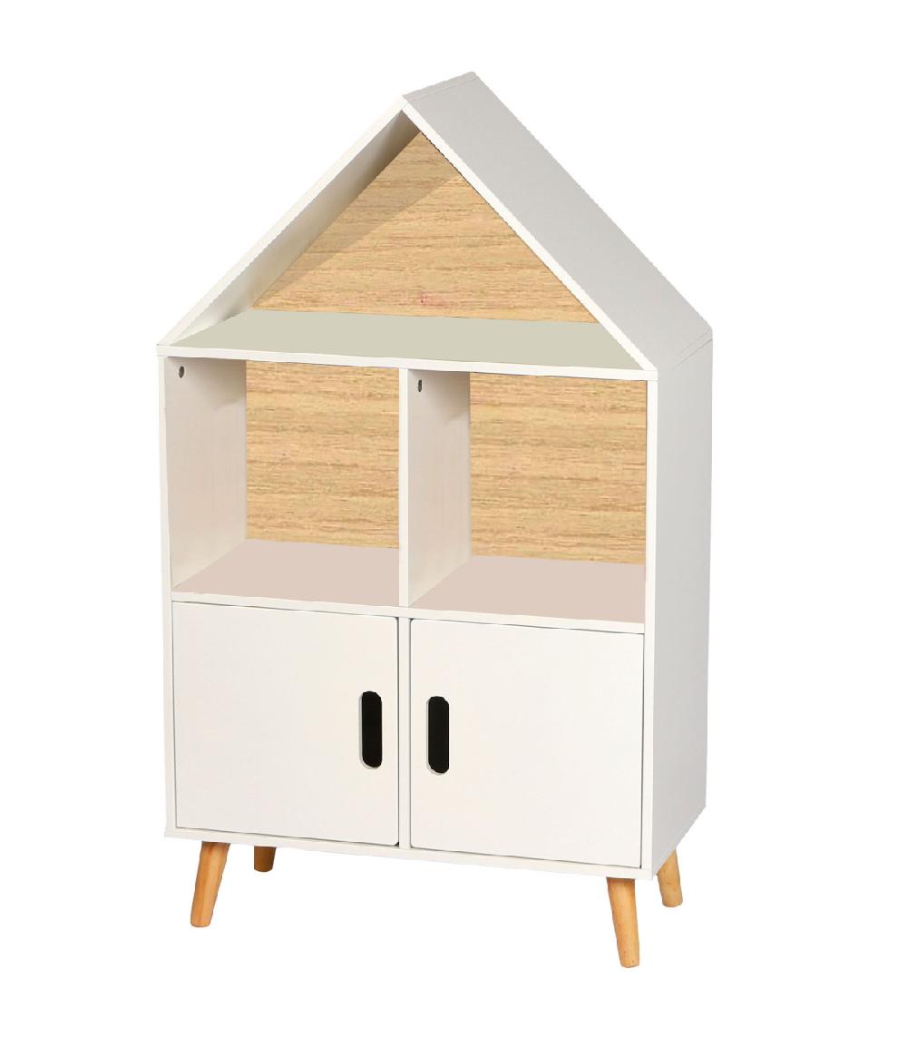 wadiga Étagère bibliothèque maison bois et blanc chambre enfant - 60x30x103cm