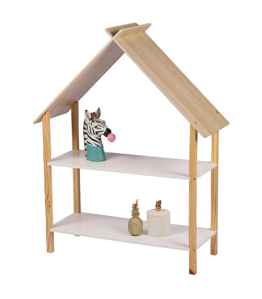 Wadiga Étagère Bibliothèque Maison Bois Et Blanc Chambre Enfant - 78x30x101cm
