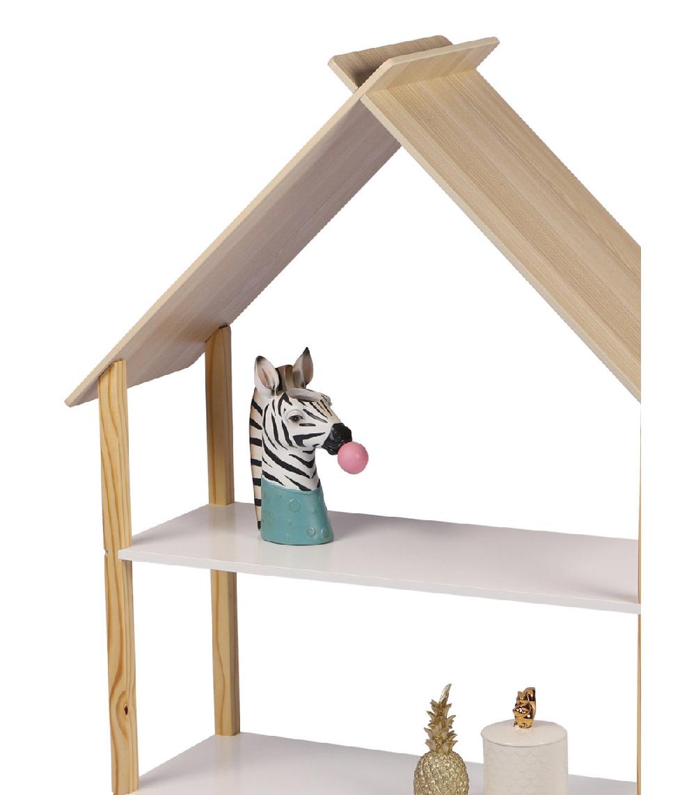 Wadiga Étagère Bibliothèque Maison Bois Et Blanc Chambre Enfant - 78x30x101cm