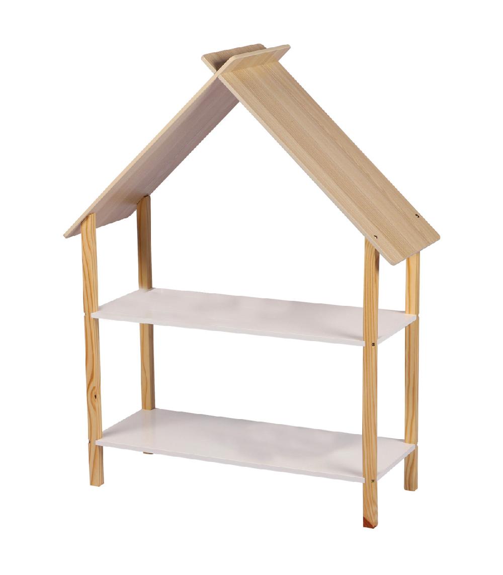 wadiga Étagère Bibliothèque Maison Bois et Blanc Chambre Enfant - 78x30x101cm