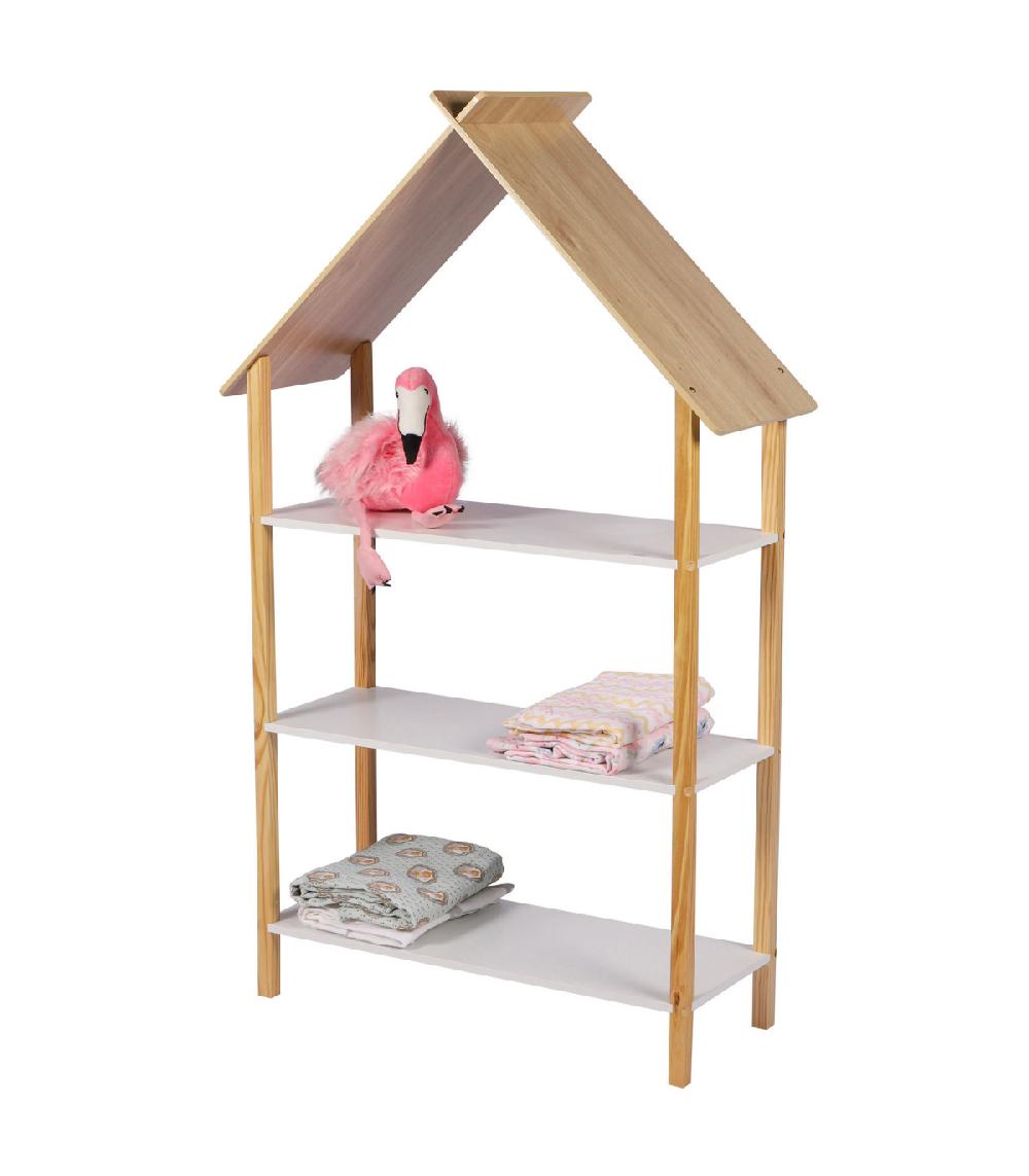 Wadiga Étagère Bibliothèque Maison Bois Et Blanc Chambre Enfant - Hauteur 131cm