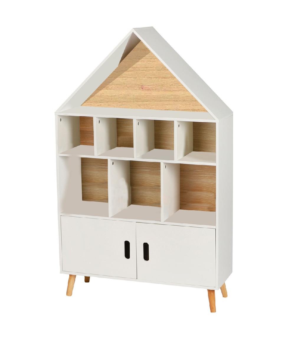 wadiga Étagère bibliothèque maison bois et blanc chambre enfant - 80x30x126cm