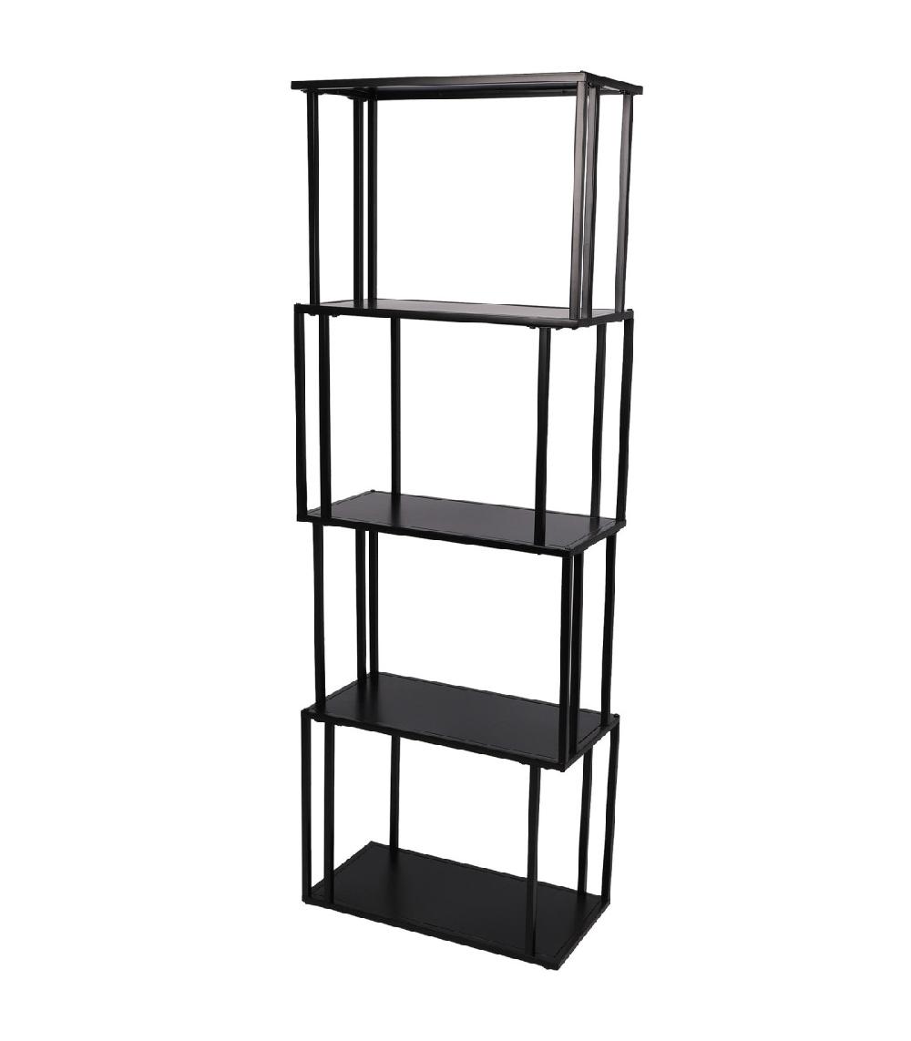 wadiga Étagère bibliothèque métal noir déstructurée 60x30x170cm