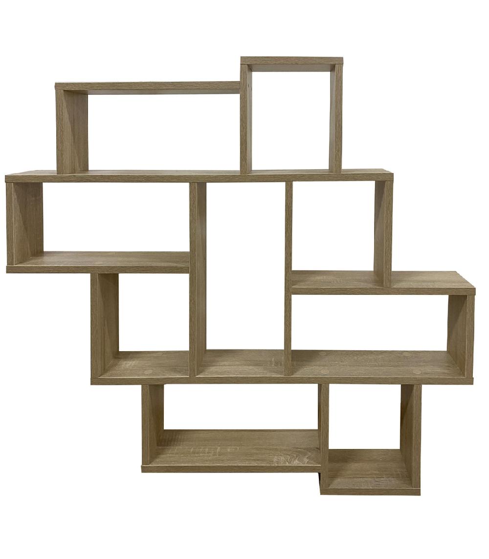 wadiga Étagère bibliothèque murale 9 compartiments bois 115.5x20x103.5cm