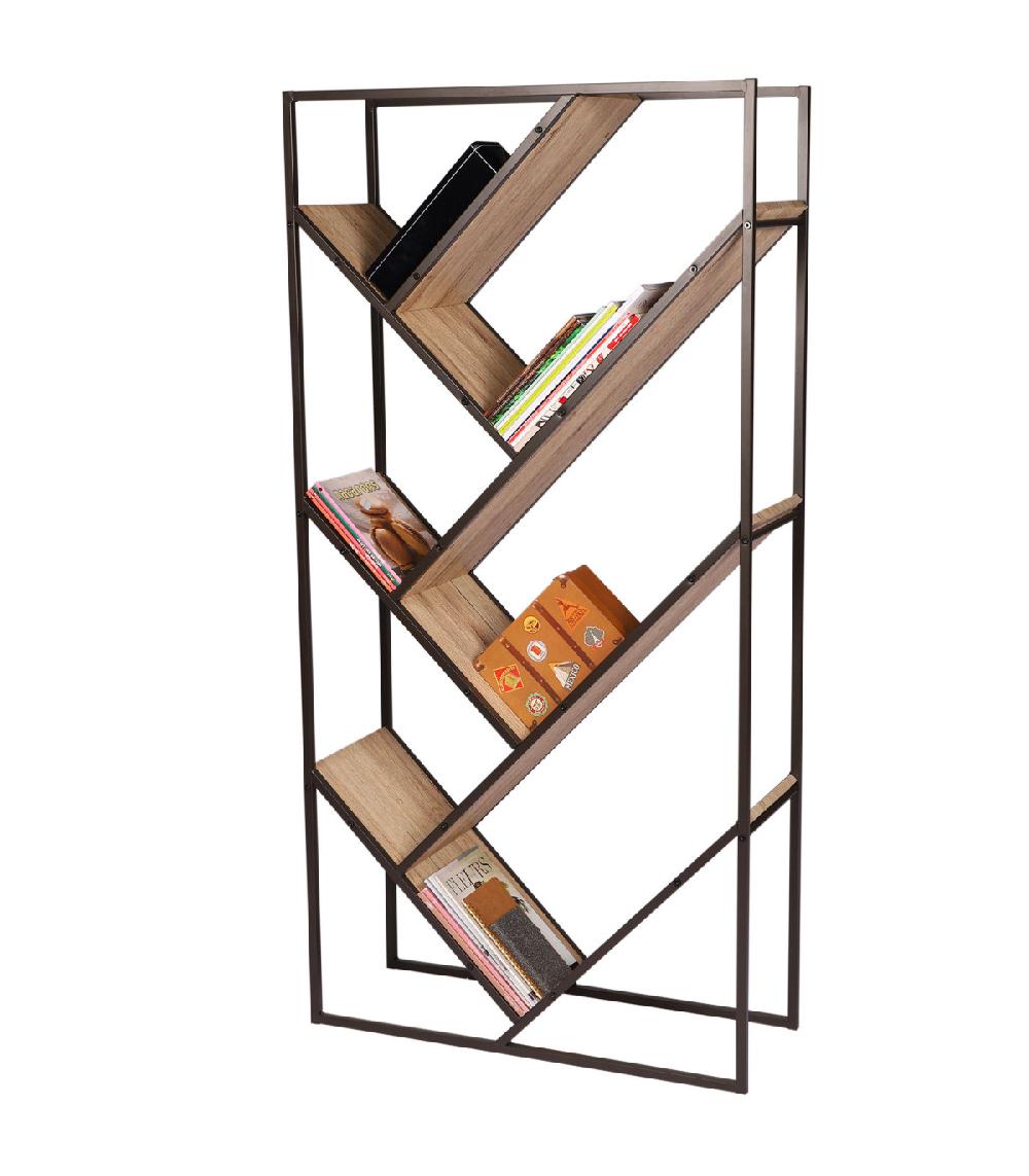 Wadiga Étagère Bibliothèque Originale En Bois MDF Et Métal Noir Design