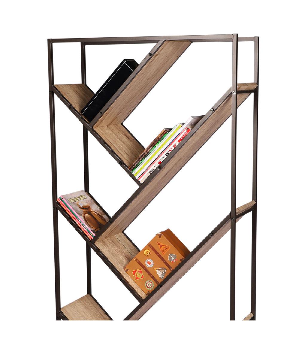 Wadiga Étagère Bibliothèque Originale En Bois MDF Et Métal Noir Design