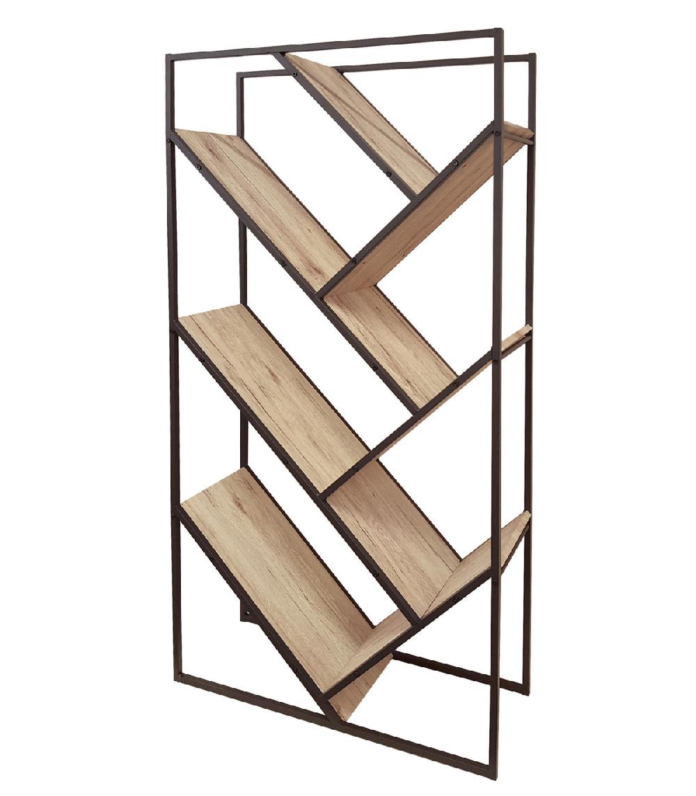 wadiga Étagère Bibliothèque Originale en Bois MDF et Métal Noir Design