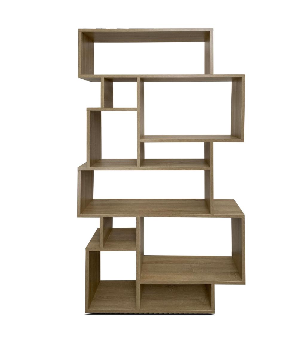 wadiga Étagère bois 10 compartiments 96x25.5x168.5cm