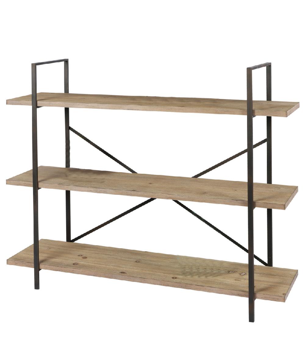 wadiga Étagère bois et métal noir 3 étages 120x30x103cm