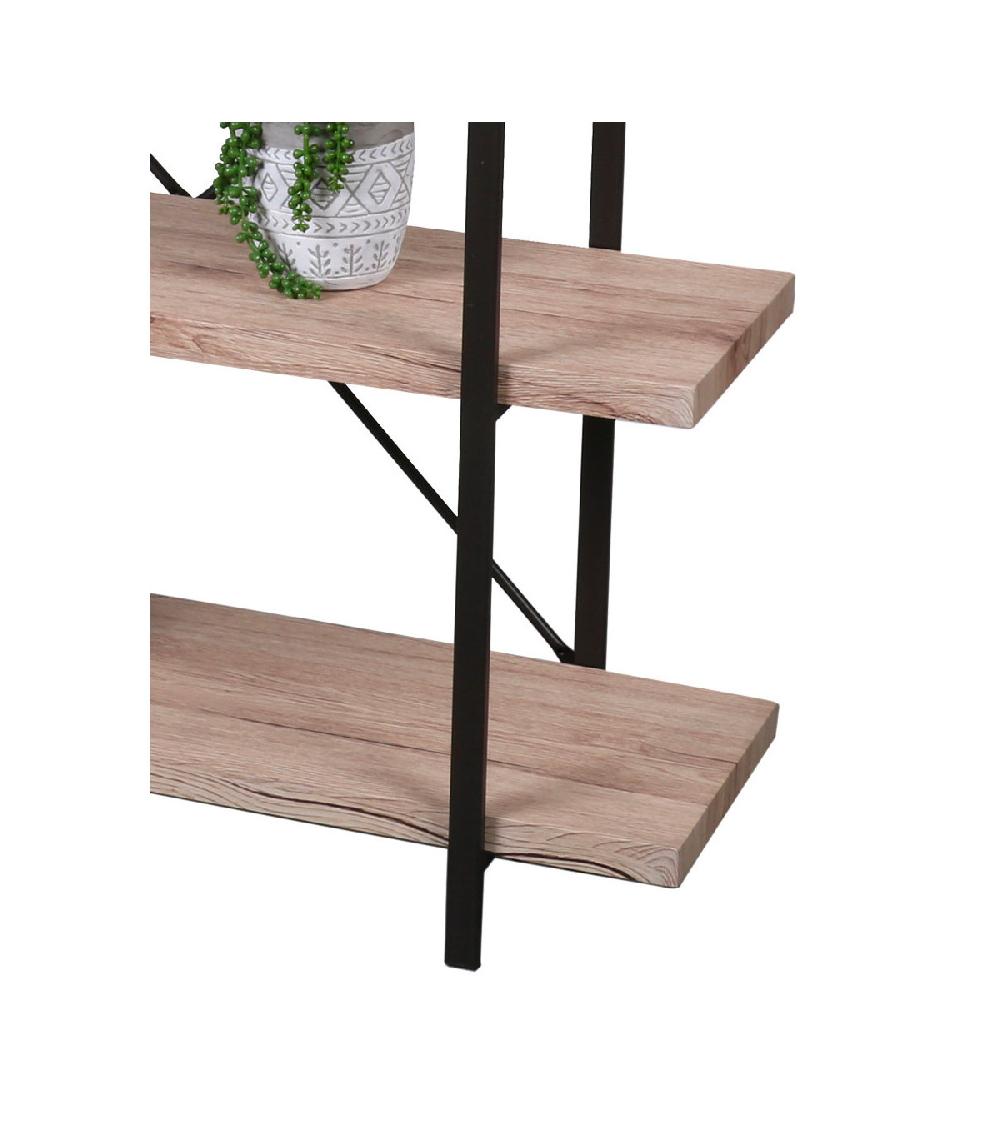 Wadiga Étagère Bois Et Métal Noir 3 Étages - Hauteur 106cm