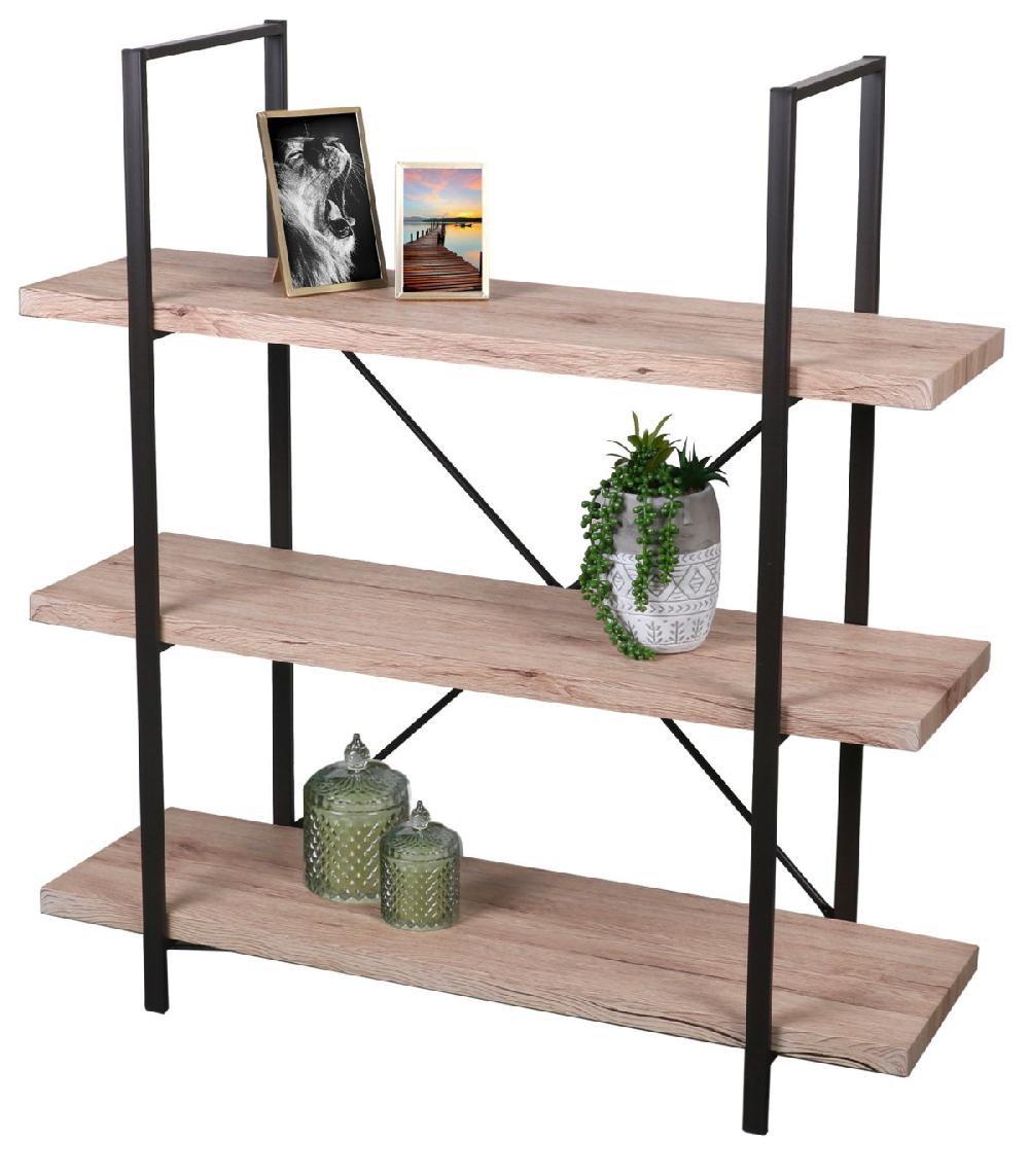 wadiga Étagère Bois et Métal Noir 3 Étages - Hauteur 106cm