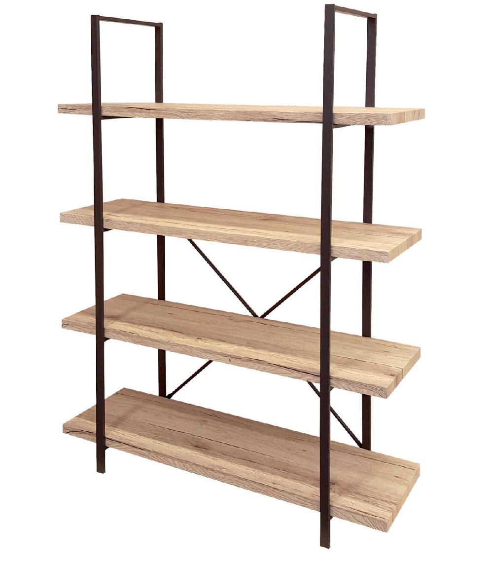 wadiga Étagère Bois MDF et Métal Noir 4 Étages - Hauteur 140cm
