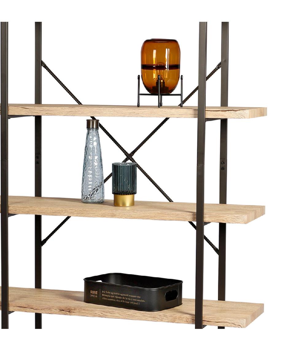 Wadiga Étagère Bois MDF Et Métal Noir 5 Étages - Hauteur 174cm