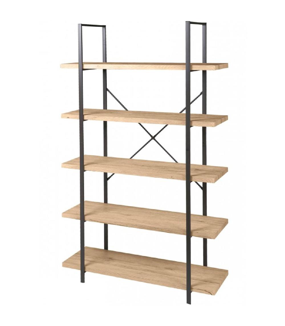 wadiga Étagère Bois MDF et Métal Noir 5 Étages - Hauteur 174cm