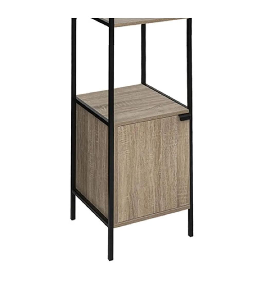 Wadiga Étagère Colonne Bois Et Métal Noir 35x35x176cm