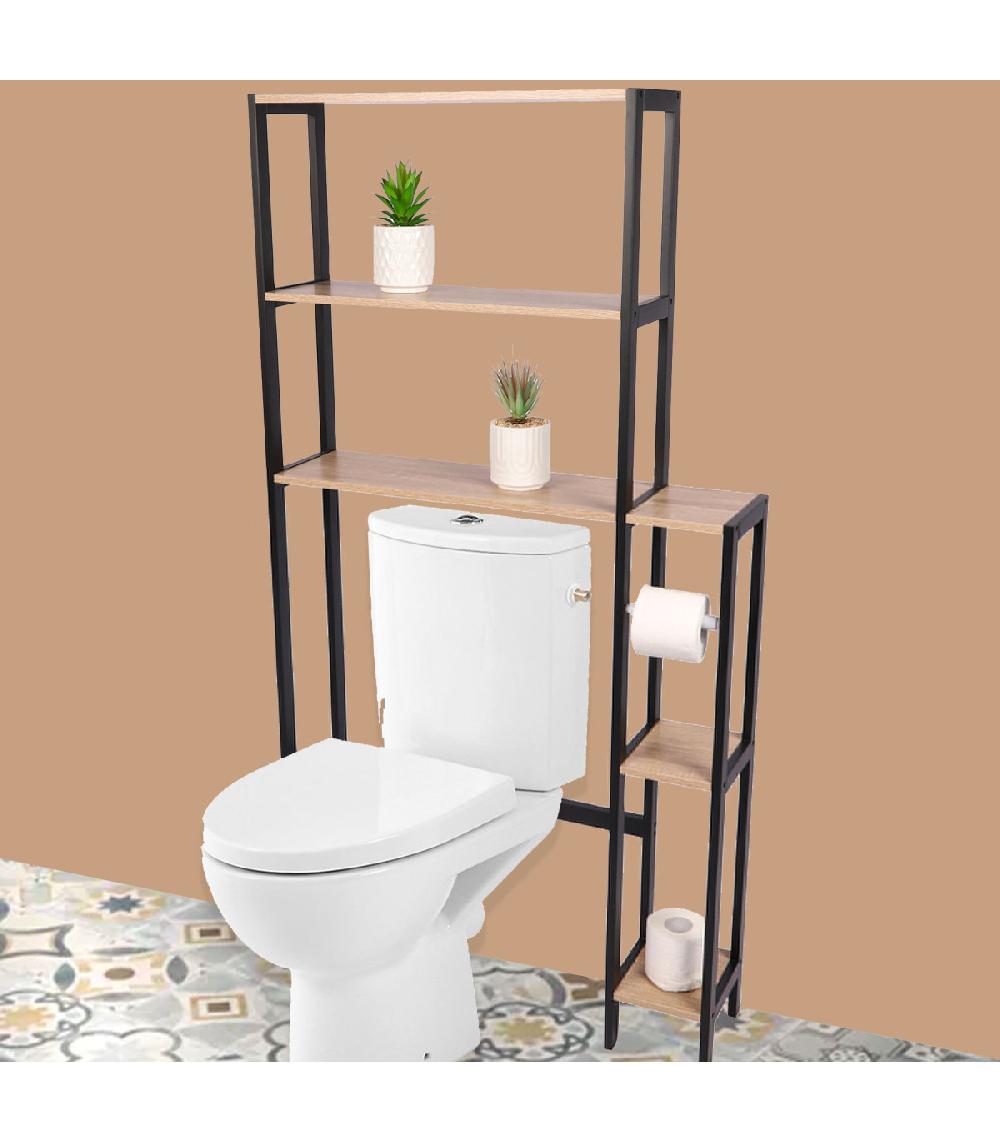 Wadiga Étagère Contour WC + Dérouleur Papier WC - 78x20x150cm