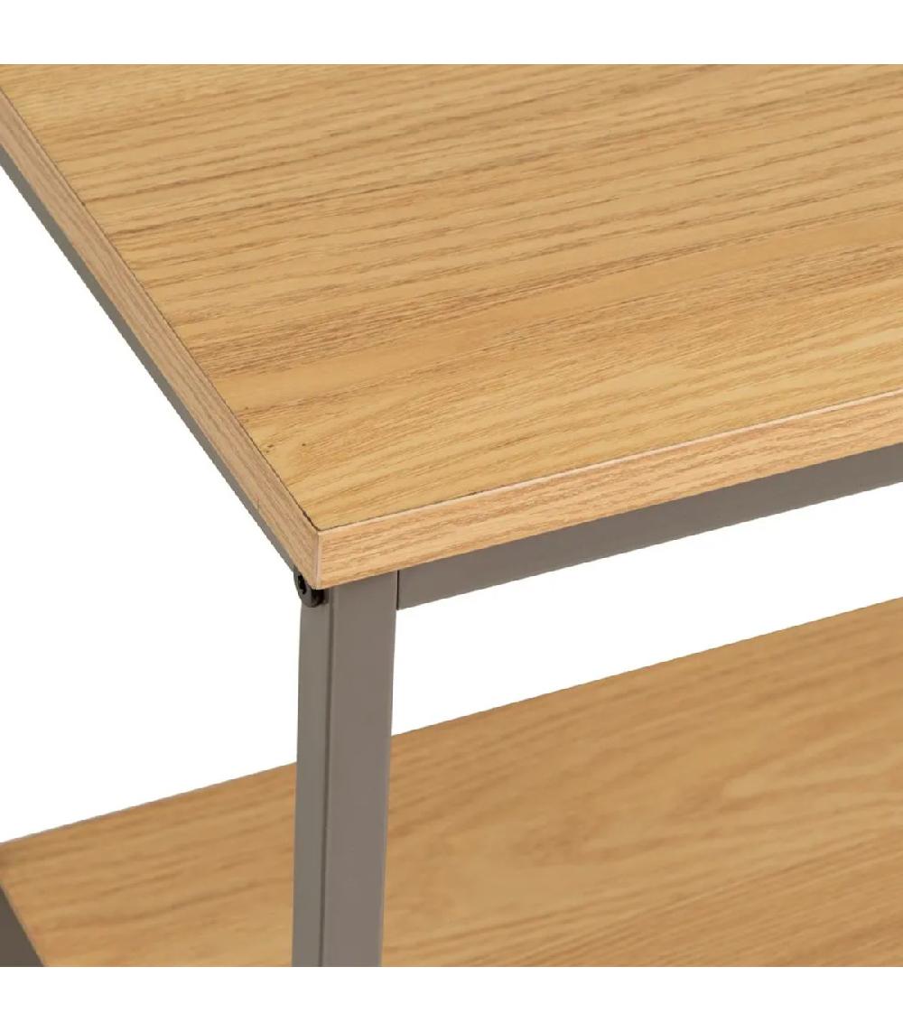 Wadiga Étagère Couleur Bois Naturel Et Métal Gris 3 Plateaux 60x30x76cm