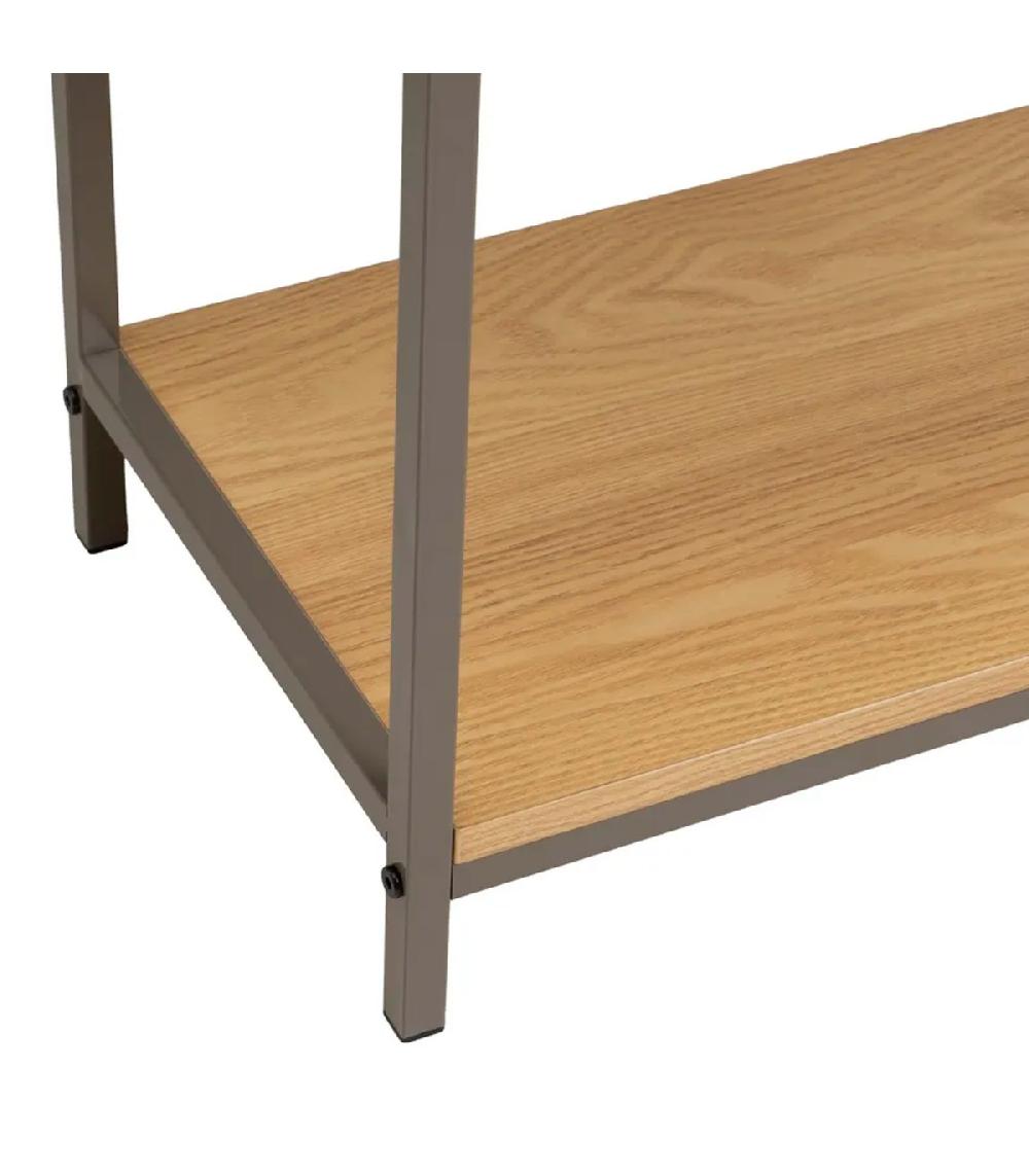 Wadiga Étagère Couleur Bois Naturel Et Métal Gris 3 Plateaux 60x30x76cm
