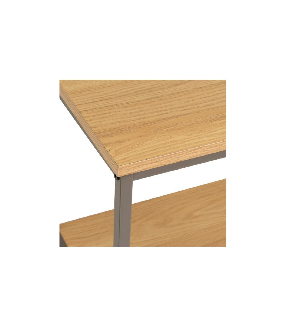 Wadiga Étagère Couleur Bois Naturel Et Métal Gris 4 Plateaux 60x30x116cm