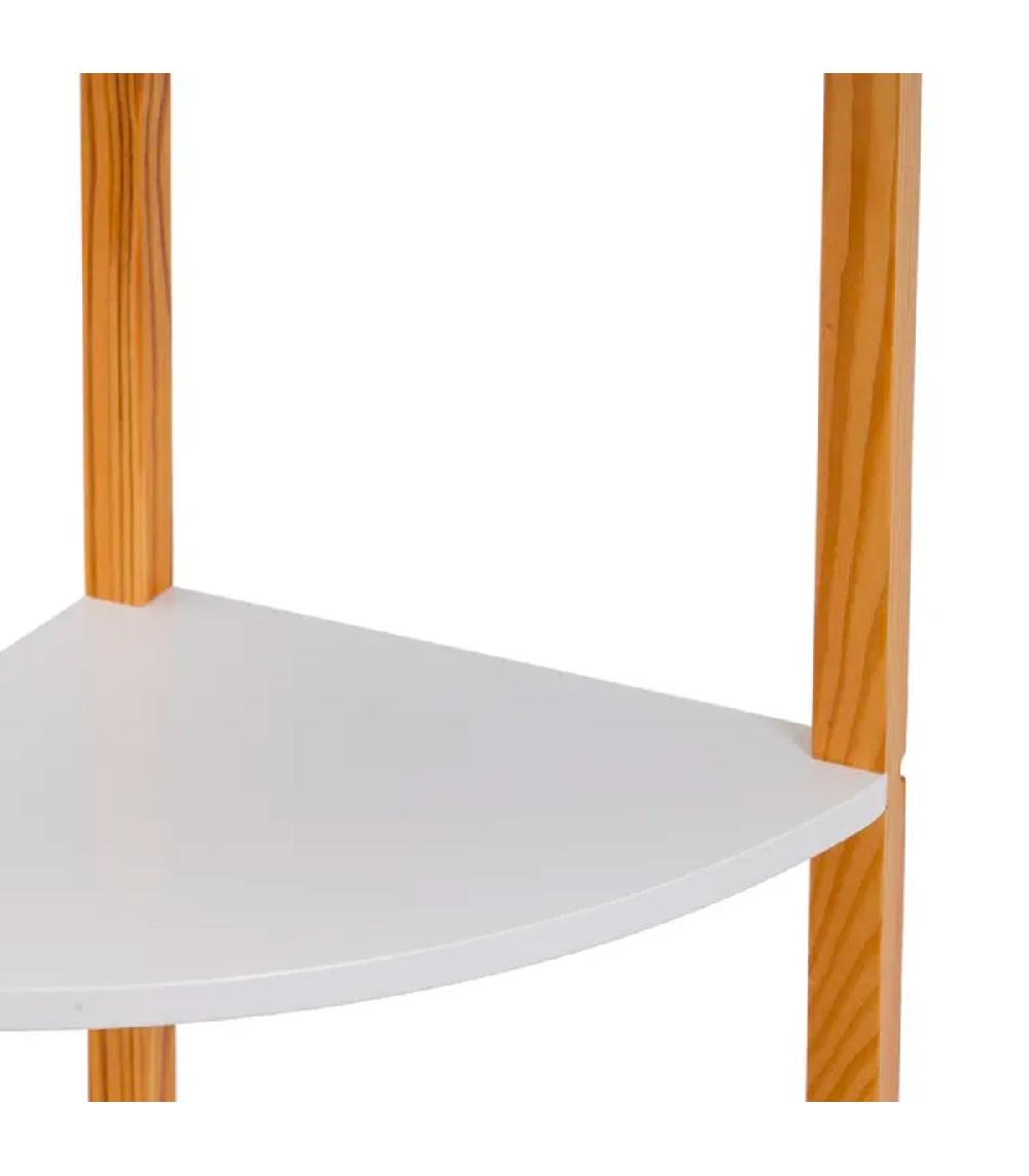 Wadiga Étagère D'angle 3 Plateaux Bois Et Blanc 30x30x76cm