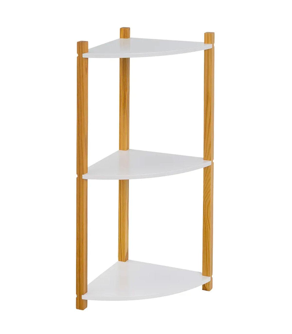 wadiga Étagère d'angle 3 plateaux bois et blanc 30x30x76cm