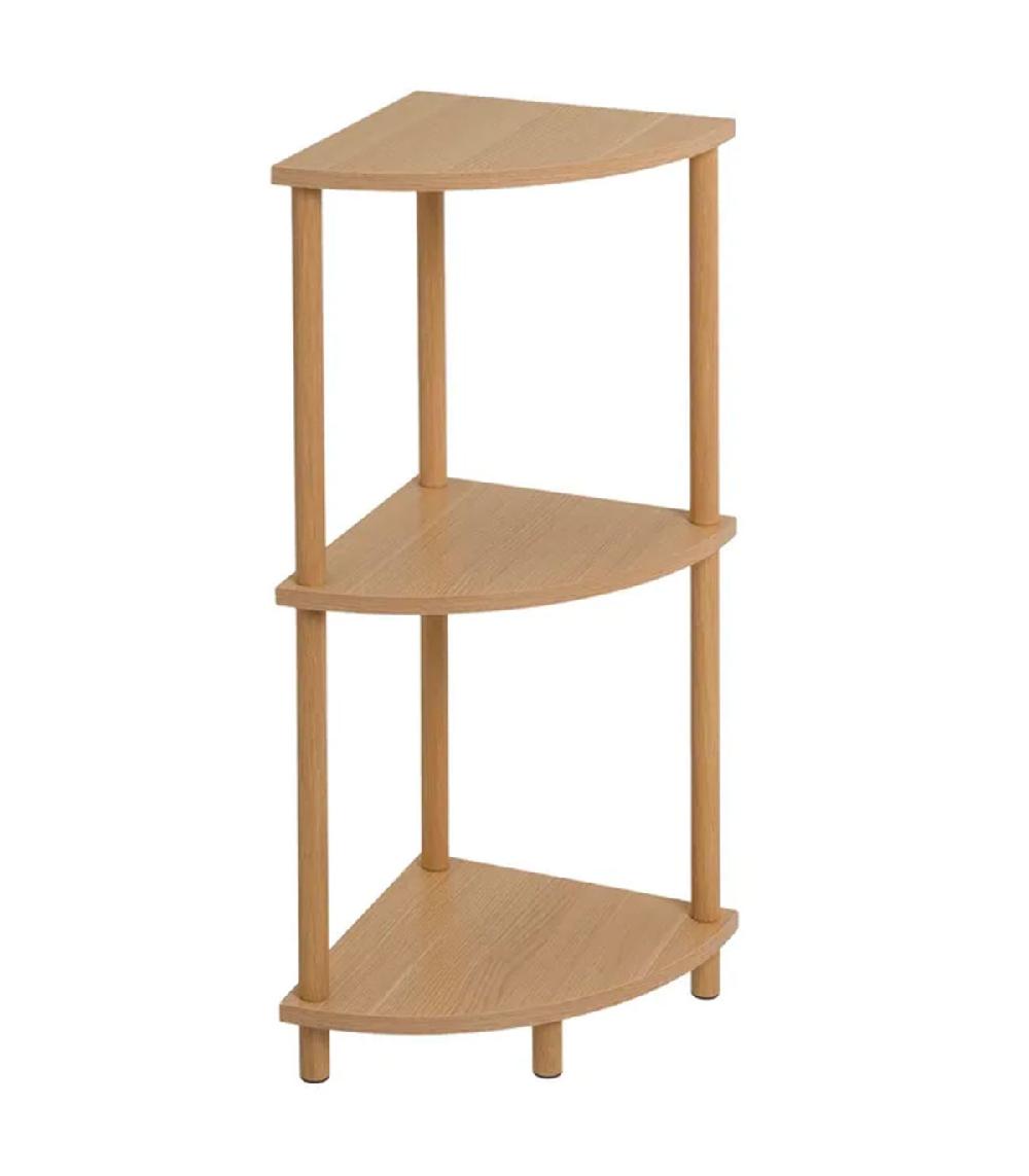 wadiga Étagère d'angle 3 plateaux en bois et métal 30x30x76cm