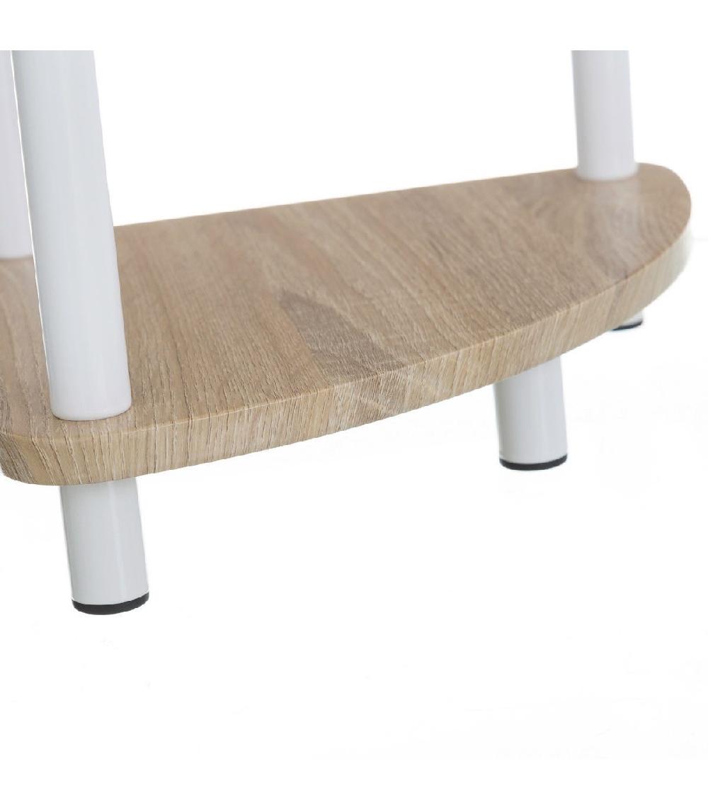 Wadiga Étagère D'angle 3 Plateaux En Bois Et Métal Blanc - 30x30x80cm