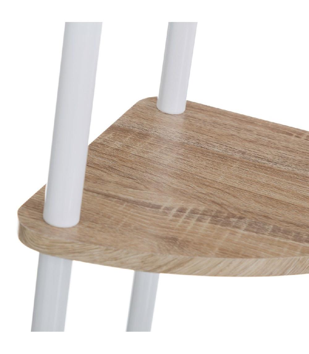 Wadiga Étagère D'angle 3 Plateaux En Bois Et Métal Blanc - 30x30x80cm
