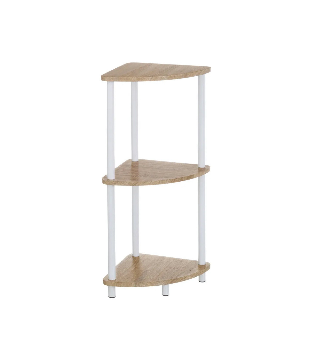 wadiga Étagère d'angle 3 plateaux en bois et métal blanc - 30x30x80cm